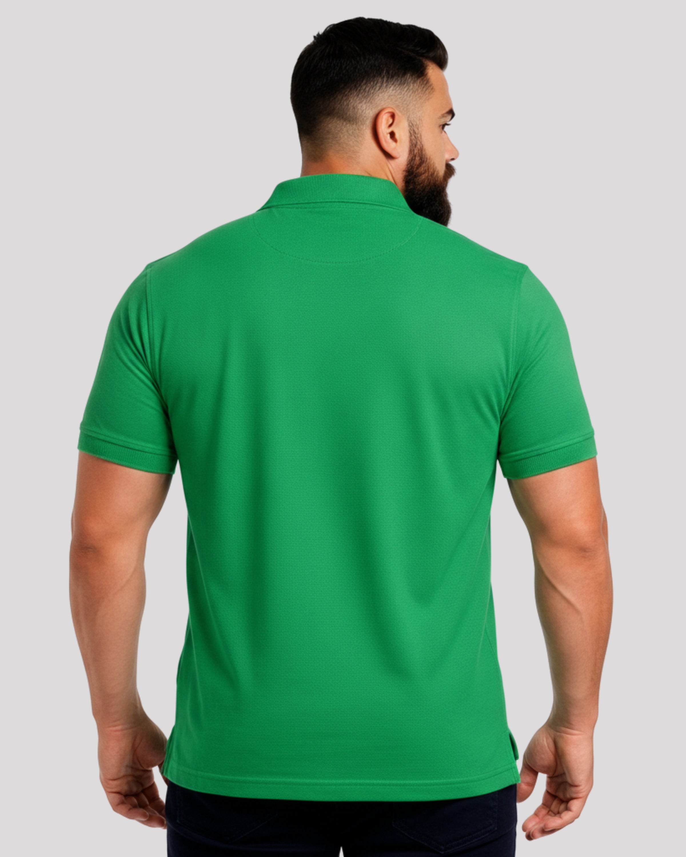 Men's Solid Green Matty Half Sleeve Polo Regular T-Shirt