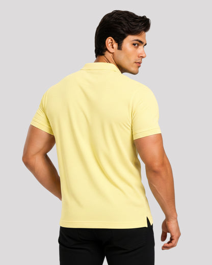Men's Solid Lemon Matty Half Sleeve Polo Regular T-Shirt