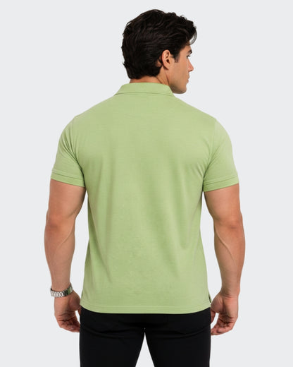 Men's Solid Olive Matty Half Sleeve Polo Regular T-Shirt