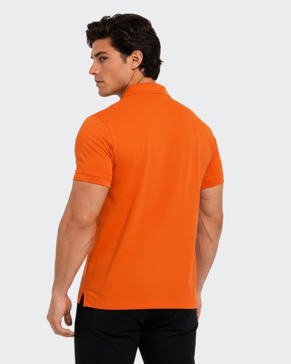 Men's Solid Orange Matty Half Sleeve Polo Regular T-Shirt