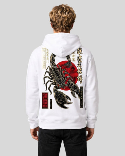 Sman's Solid White Cotton Crew Neck Oversized Printed Hoodie For Men