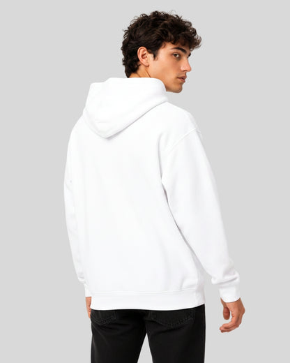 Men's Solid White Cotton Full Sleeve Oversized Hoodie