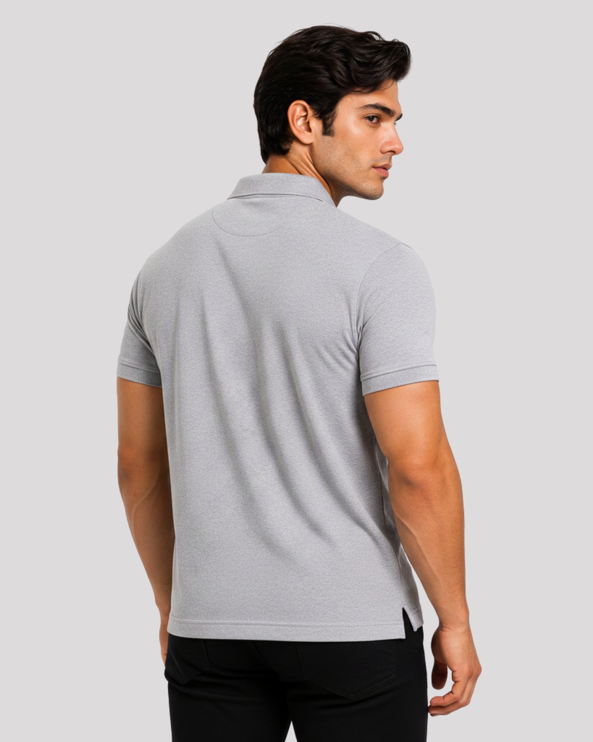 Men's Solid Grey Matty Half Sleeve Polo Regular T-Shirt