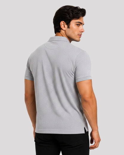 Men's Solid Grey Matty Half Sleeve Polo Regular T-Shirt