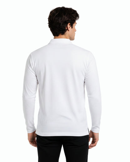 Men's Solid White Matty Full sleeve  Polo Regular T-Shirt