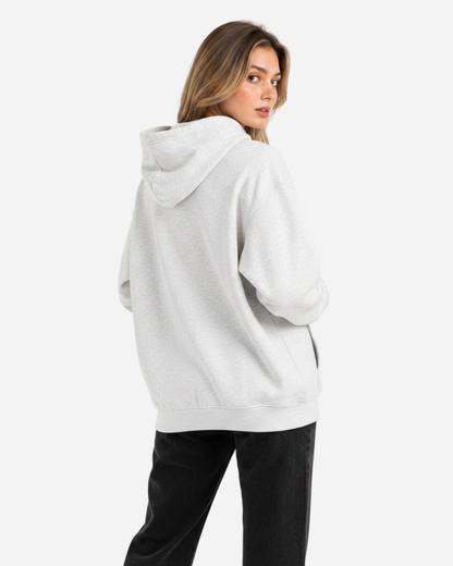 Women's Solid Grey Cotton Full Sleeve Oversized Hoodie