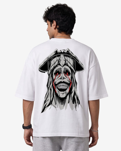 Sman's Solid White Cotton Crew Neck Oversized Printed T-Shirt For Men