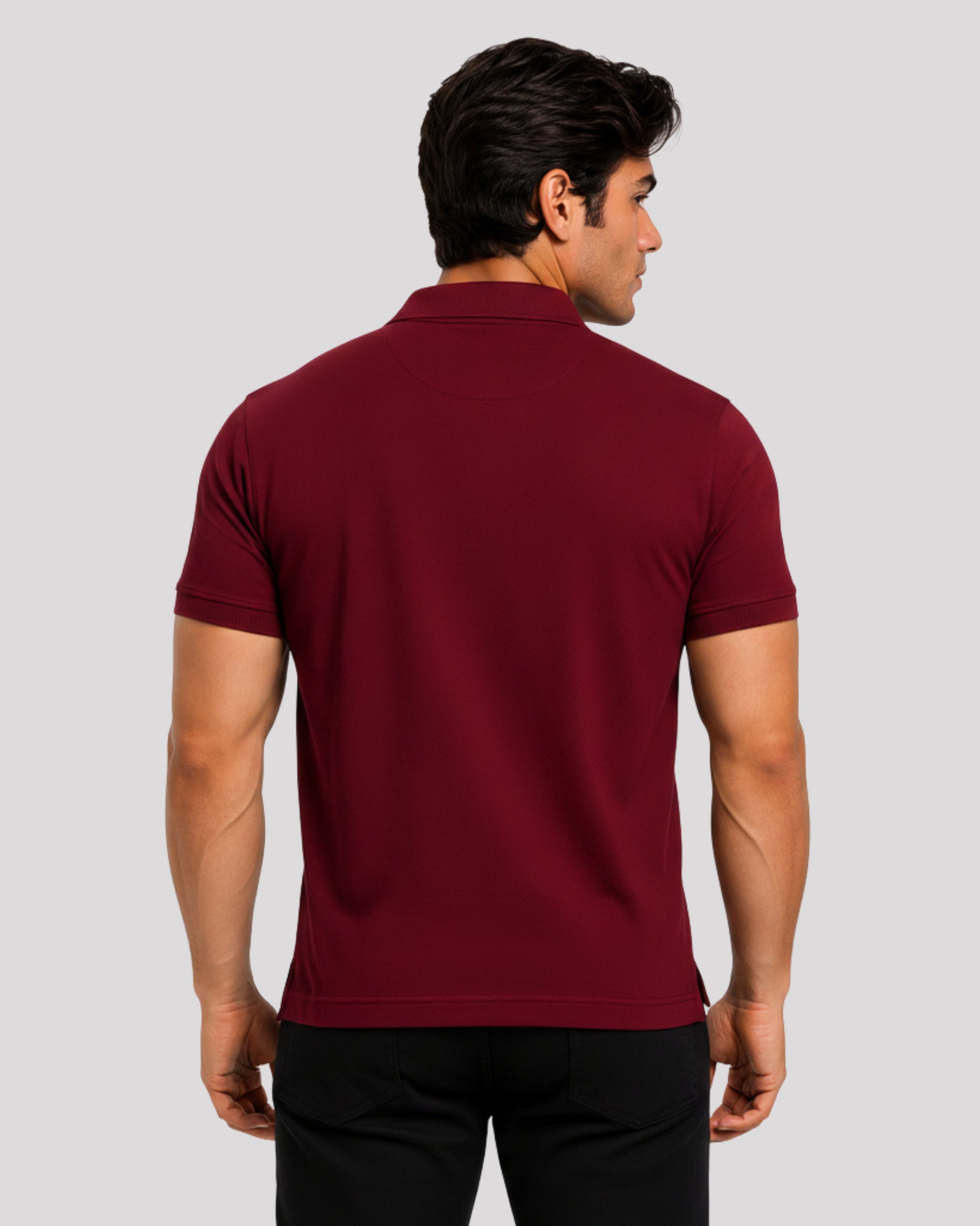 Men's Solid Maroon Matty Half Sleeve Polo Regular T-Shirt
