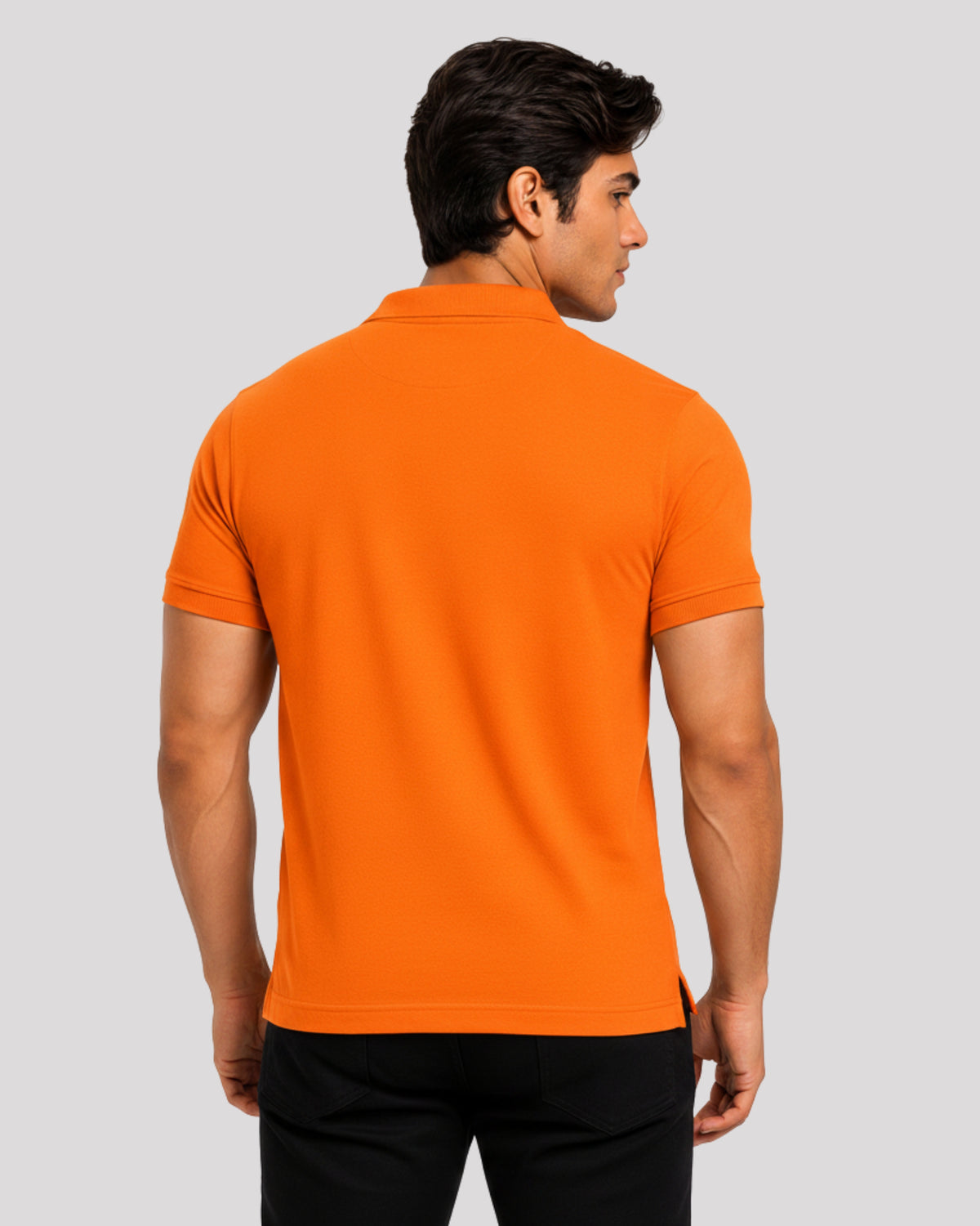 Men's Solid Orange Matty Half Sleeve Polo Regular T-Shirt