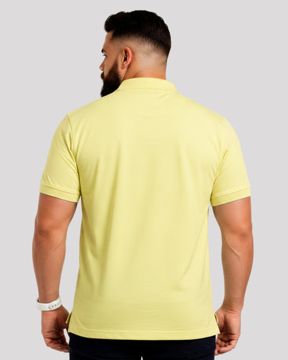 Men's Solid Lemon Matty Half Sleeve Polo Regular T-Shirt