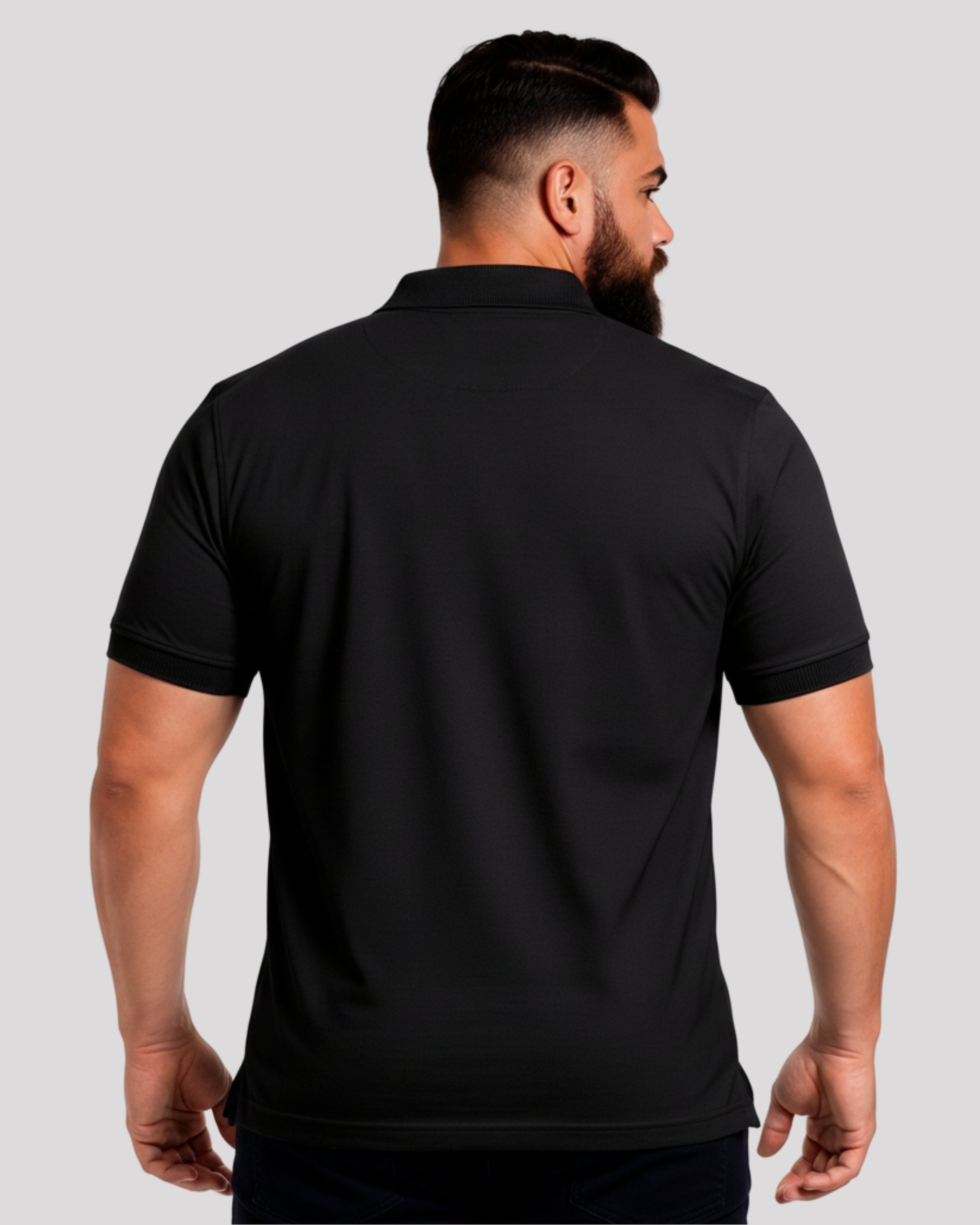 Men's Solid Black Matty Half Sleeve Polo Regular T-Shirt