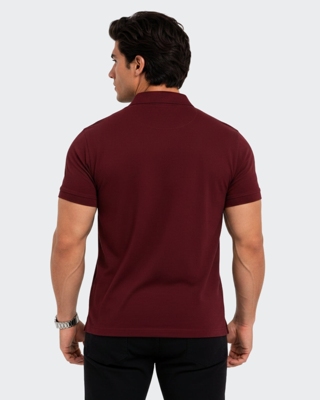 Men's Solid Maroon Matty Half Sleeve Polo Regular T-Shirt