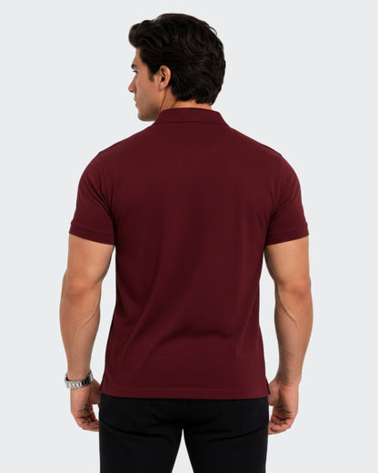 Men's Solid Maroon Matty Half Sleeve Polo Regular T-Shirt