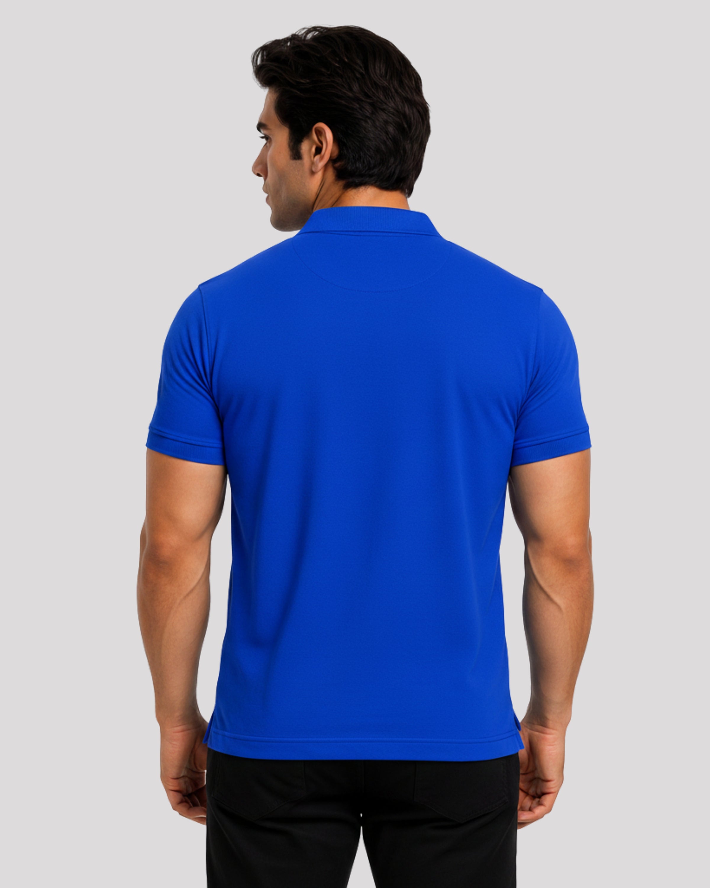 Men's Solid Royal Blue Matty Half Sleeve Polo Regular T-Shirt