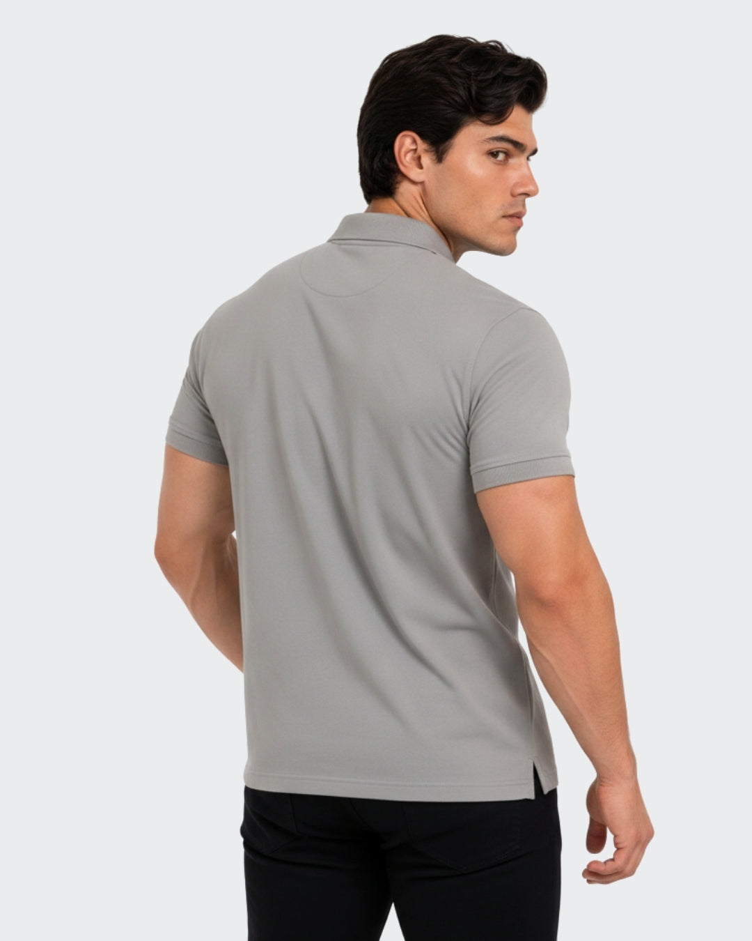 Men's Solid Grey Matty Half Sleeve Polo Regular T-Shirt