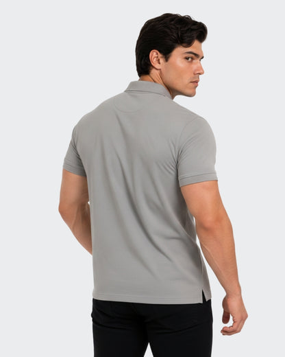Men's Solid Grey Matty Half Sleeve Polo Regular T-Shirt