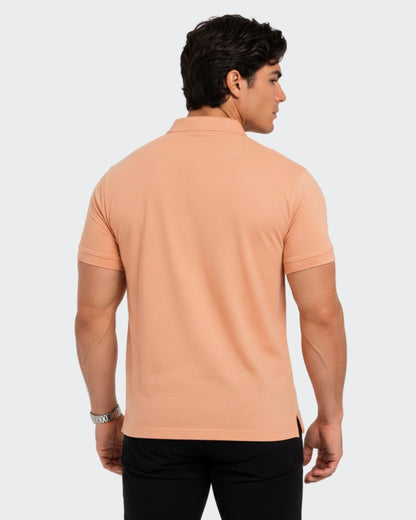 Men's Solid Peach Matty Half Sleeve Polo Regular T-Shirt
