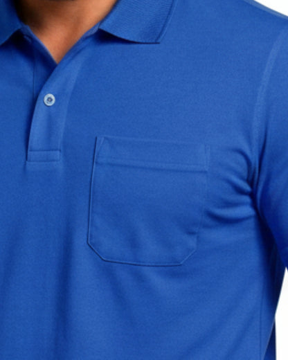 Men Plus size Polo Collar Pockets White T-shirt