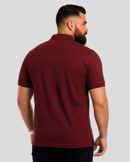 Men's Solid Maroon Matty Half Sleeve Polo Regular T-Shirt