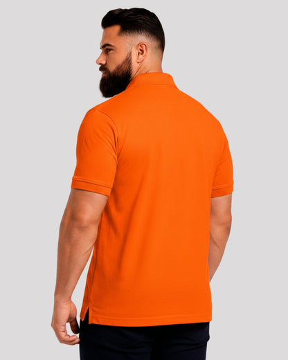 Men's Solid Orange Matty Half Sleeve Polo Regular T-Shirt
