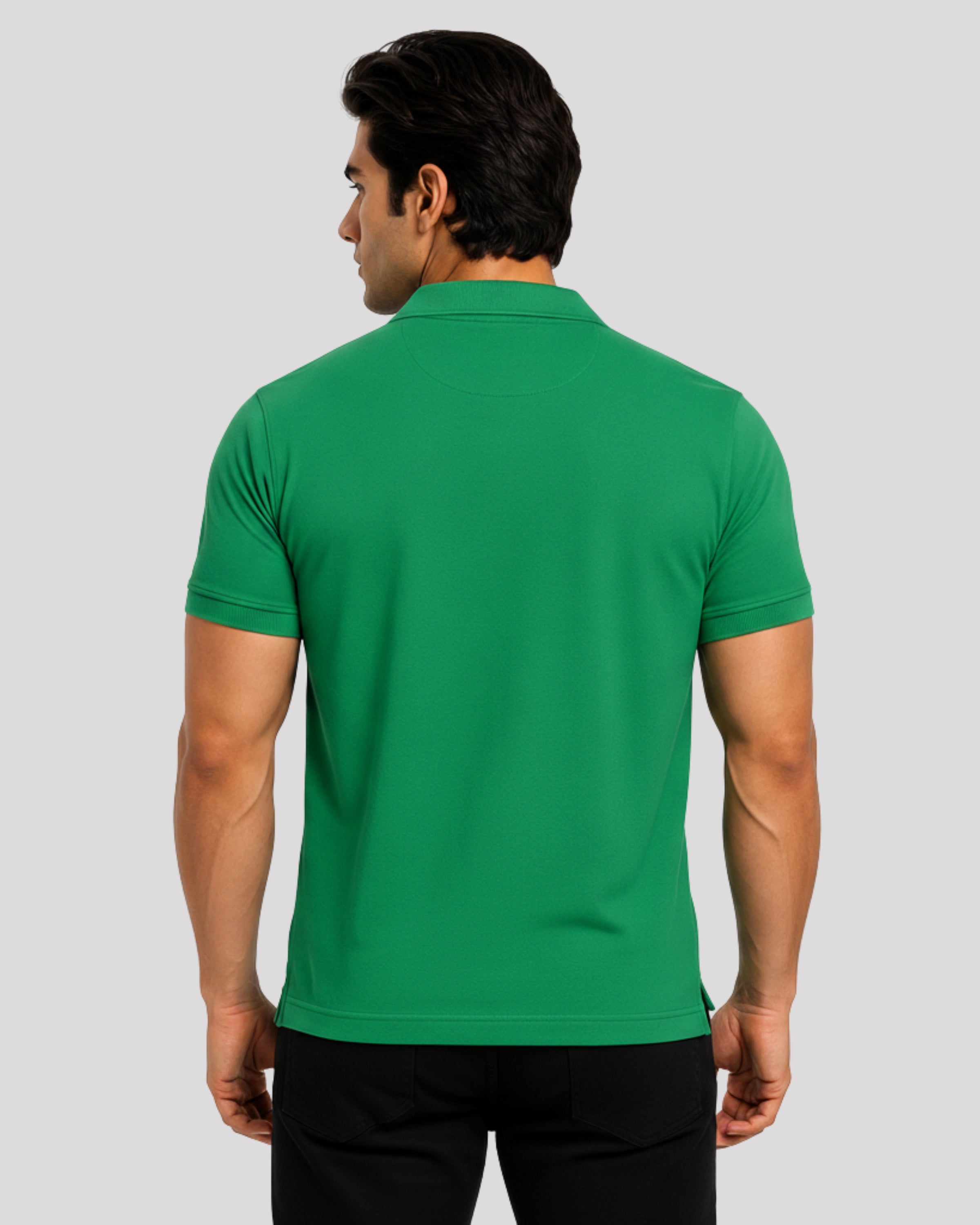 Men's Solid Green Matty Half Sleeve Polo Regular T-Shirt