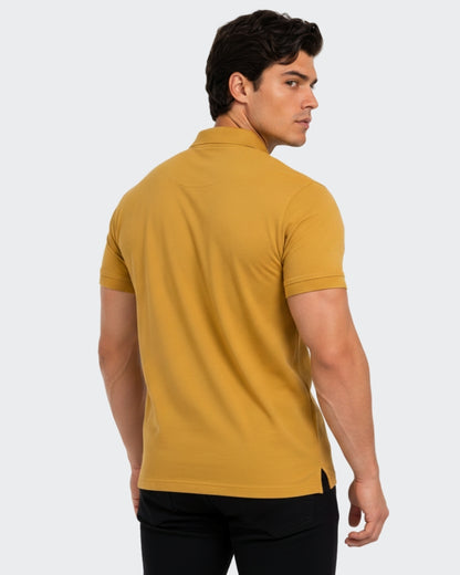 Men's Solid Mustard Matty Half Sleeve Polo Regular T-Shirt