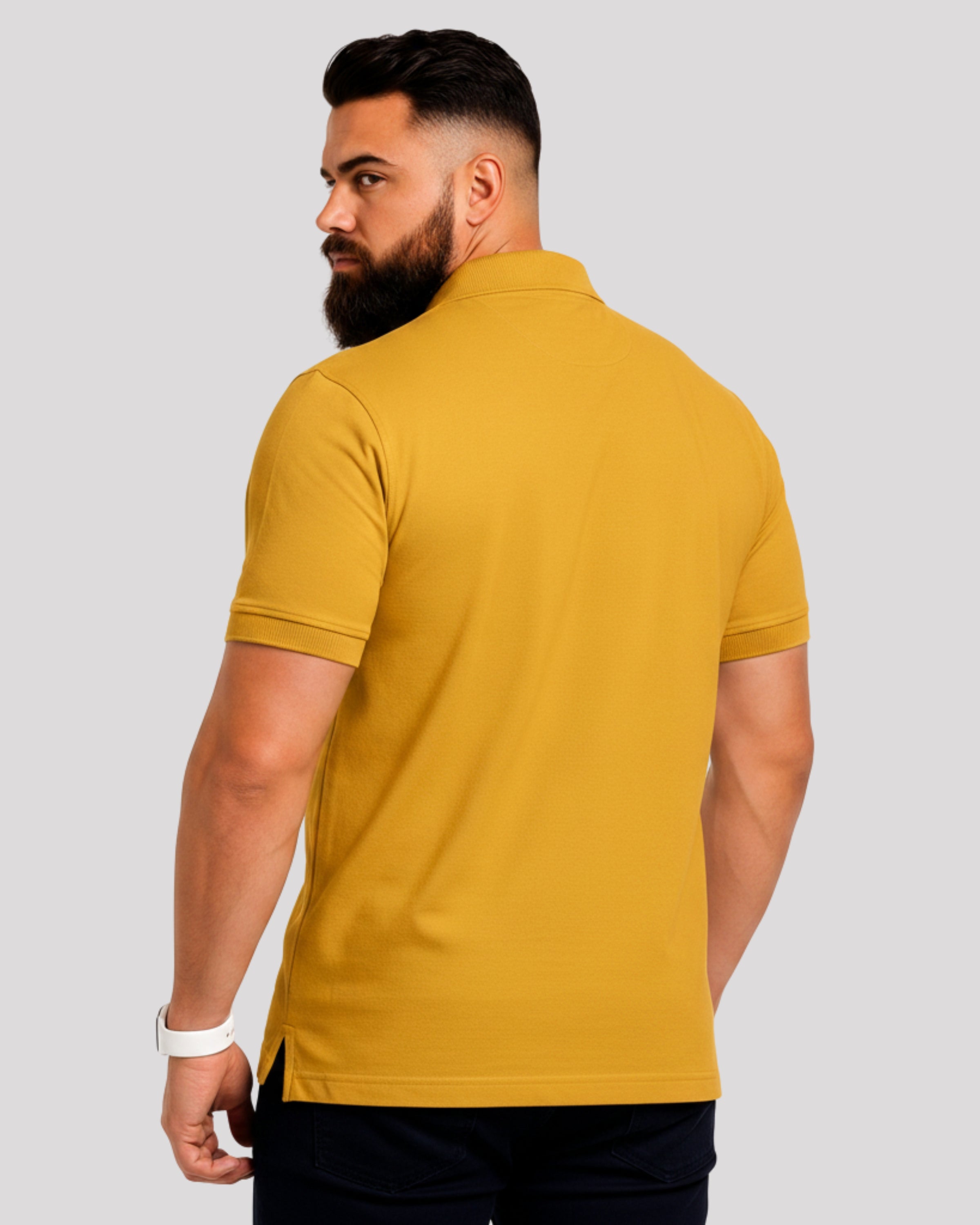 Men's Solid Mustard Matty Half Sleeve Polo Regular T-Shirt
