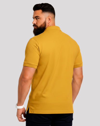 Men's Solid Mustard Matty Half Sleeve Polo Regular T-Shirt