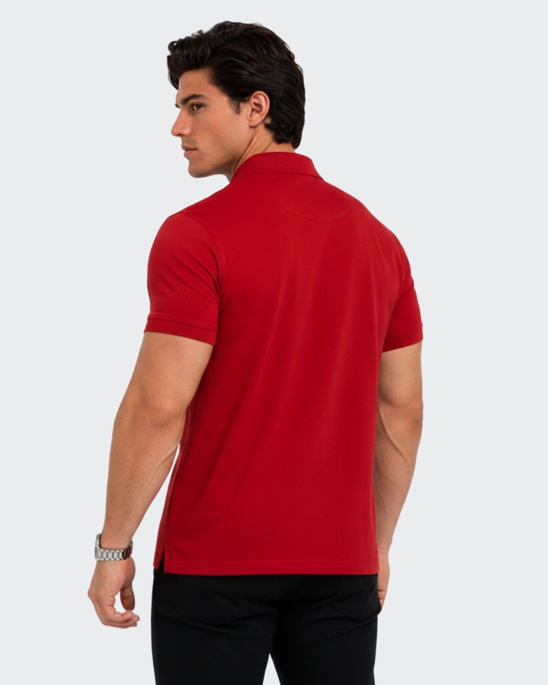 Men's Solid Red Matty Half Sleeve Polo Regular T-Shirt