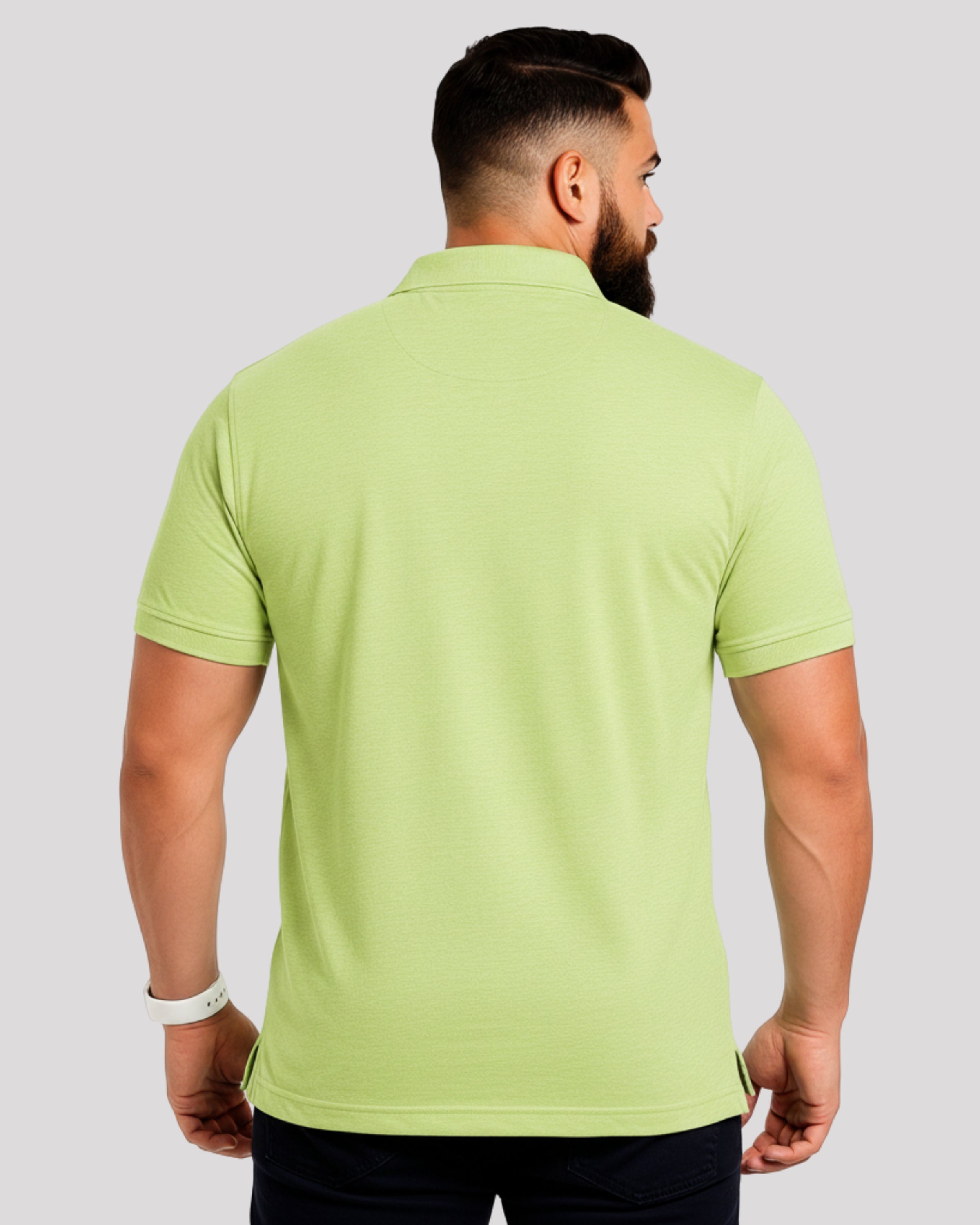 Men's Solid Olive Matty Half Sleeve Polo Regular T-Shirt
