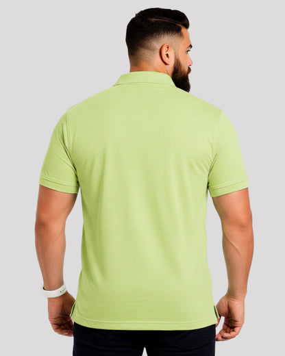 Men's Solid Olive Matty Half Sleeve Polo Regular T-Shirt