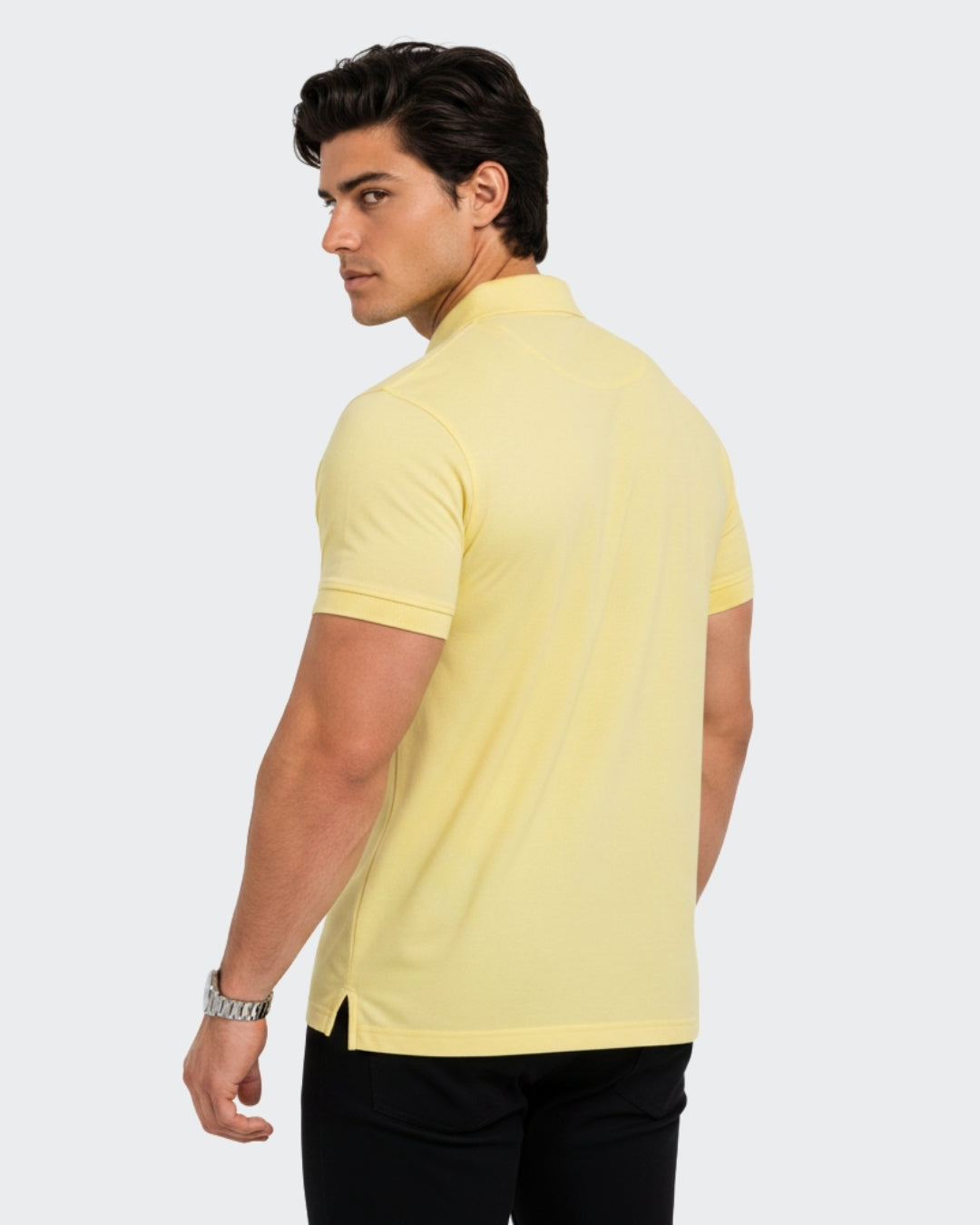 Men's Solid Lemon Matty Half Sleeve Polo Regular T-Shirt