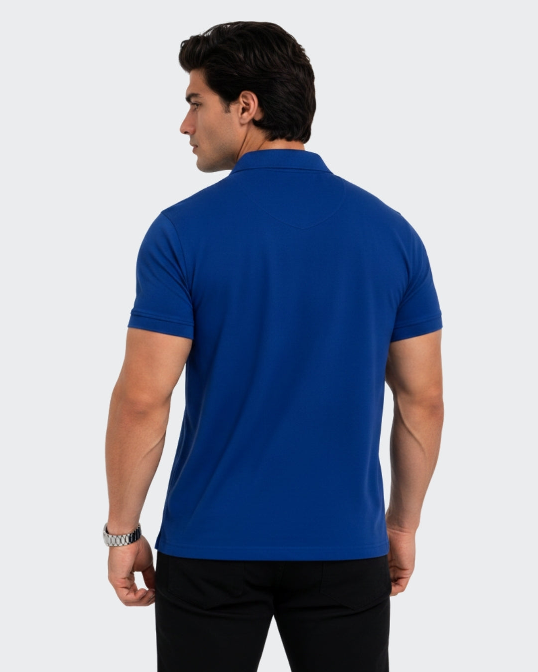 Men's Solid Royal Blue Matty Half Sleeve Polo Regular T-Shirt
