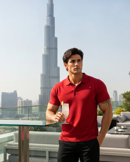 Men's Solid Red Matty Half Sleeve Polo Regular T-Shirt