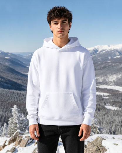 Men's Solid White Cotton Full Sleeve Oversized Hoodie