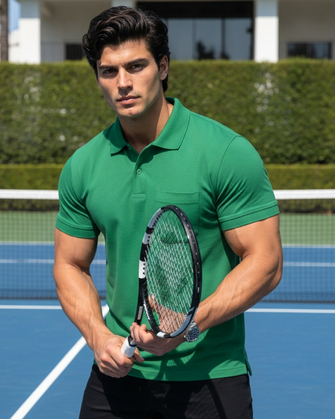 Men's Solid Green Matty Half Sleeve Polo Regular T-Shirt