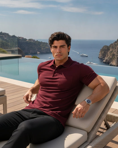 Men's Solid Maroon Matty Half Sleeve Polo Regular T-Shirt