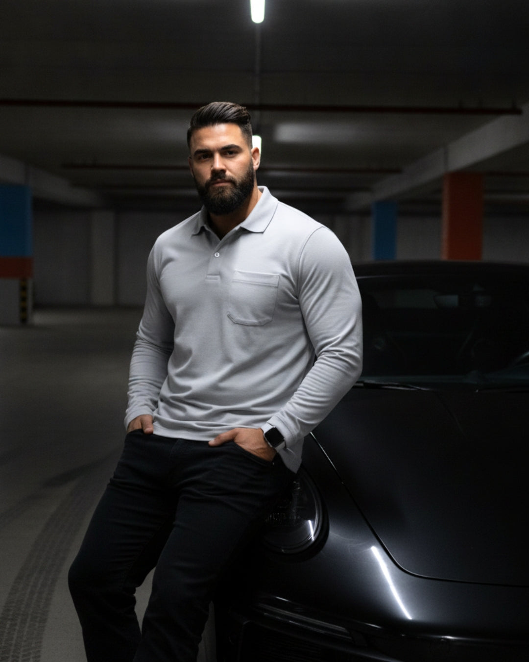 Men's Solid White Matty Full Sleeve Polo Regular T-Shirt