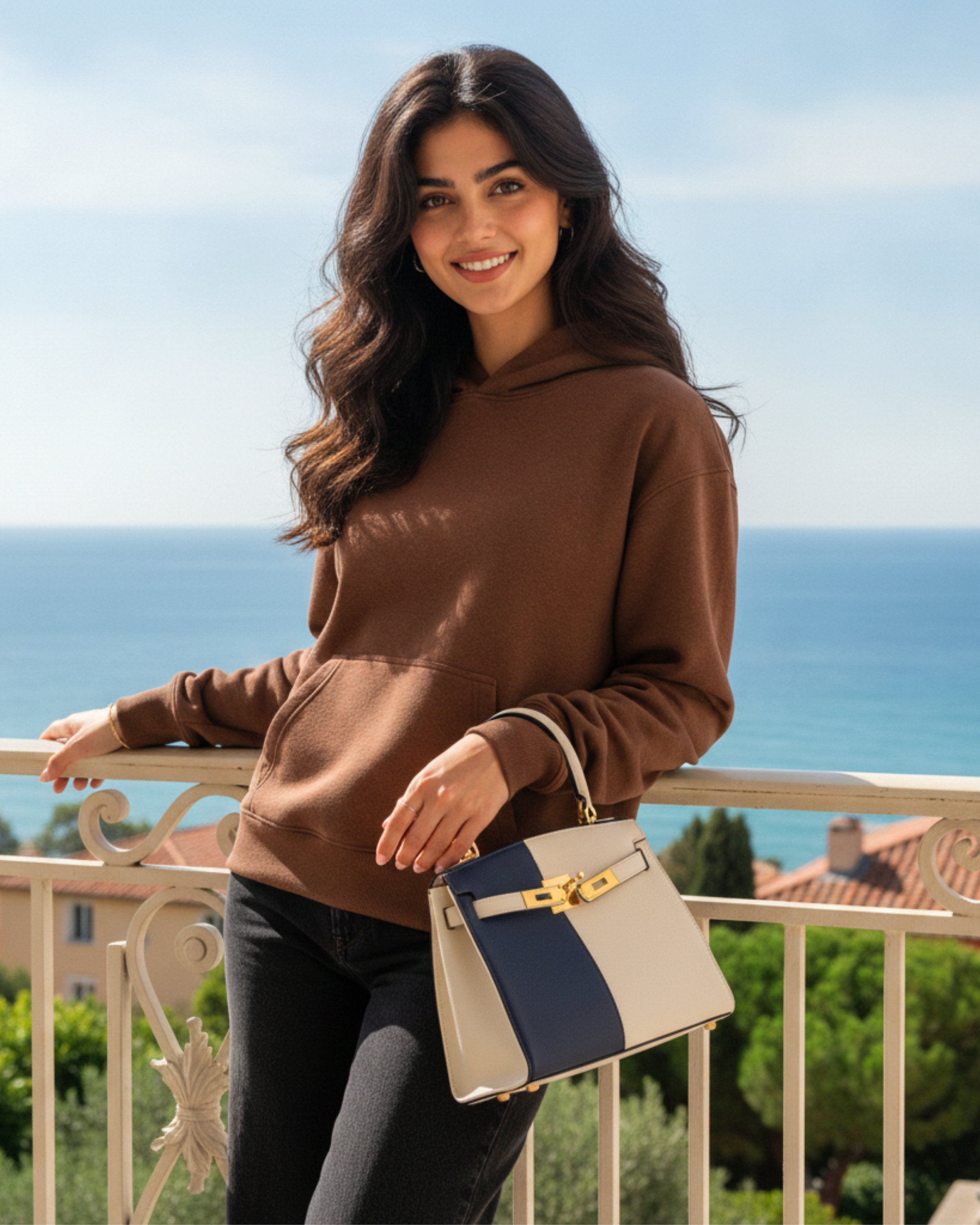Women's Solid Brown Cotton Full Sleeve Oversized Hoodie