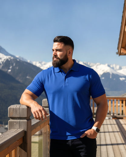 Men's Solid Royal Blue Matty Half Sleeve Polo Regular T-Shirt
