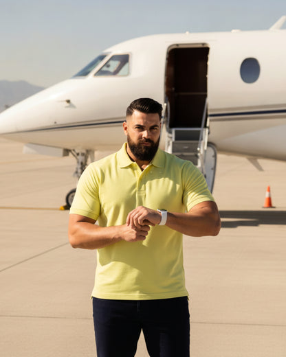 Men's Solid Lemon Matty Half Sleeve Polo Regular T-Shirt
