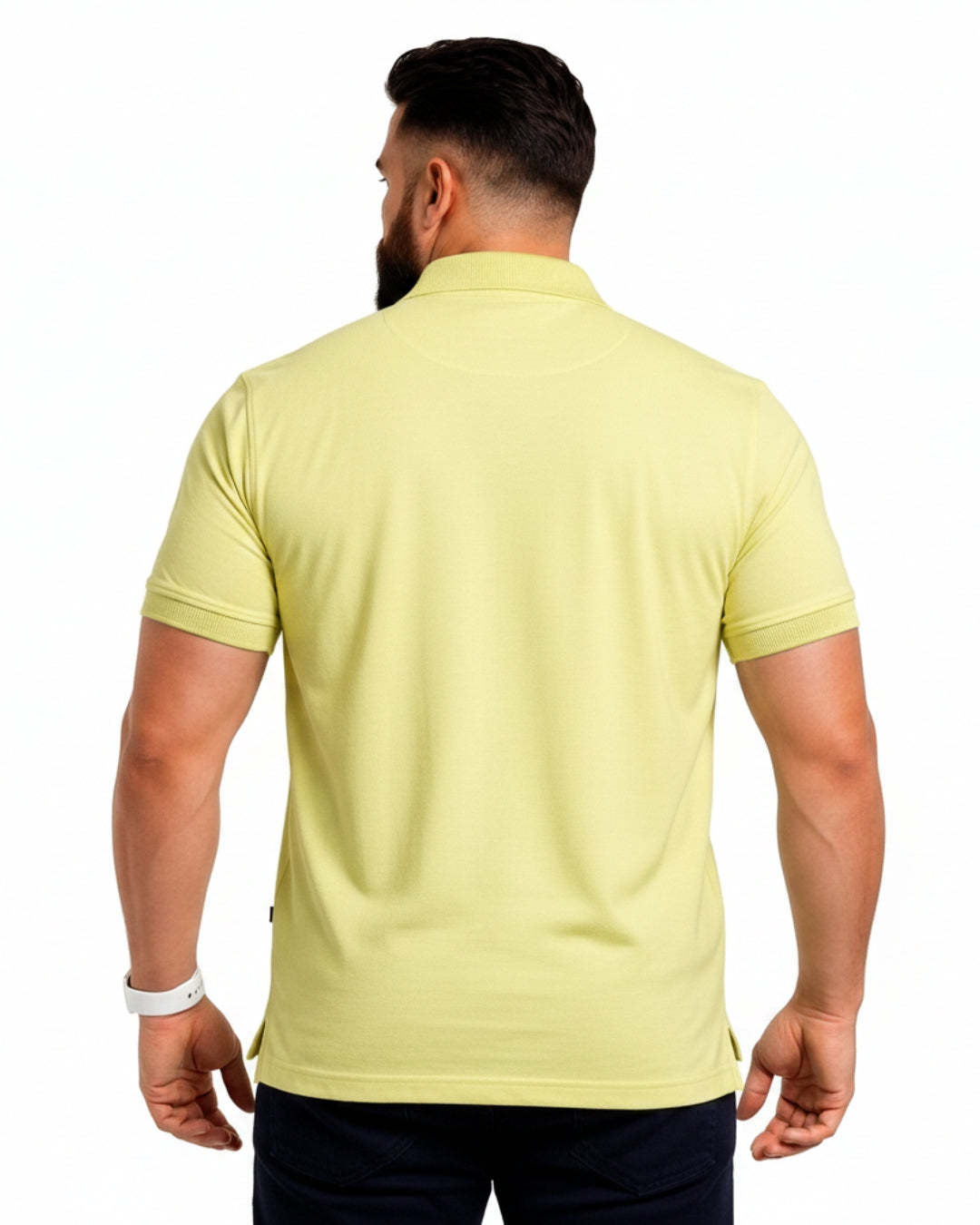 Men Plus size Polo Collar Pockets Lemon T-shirt