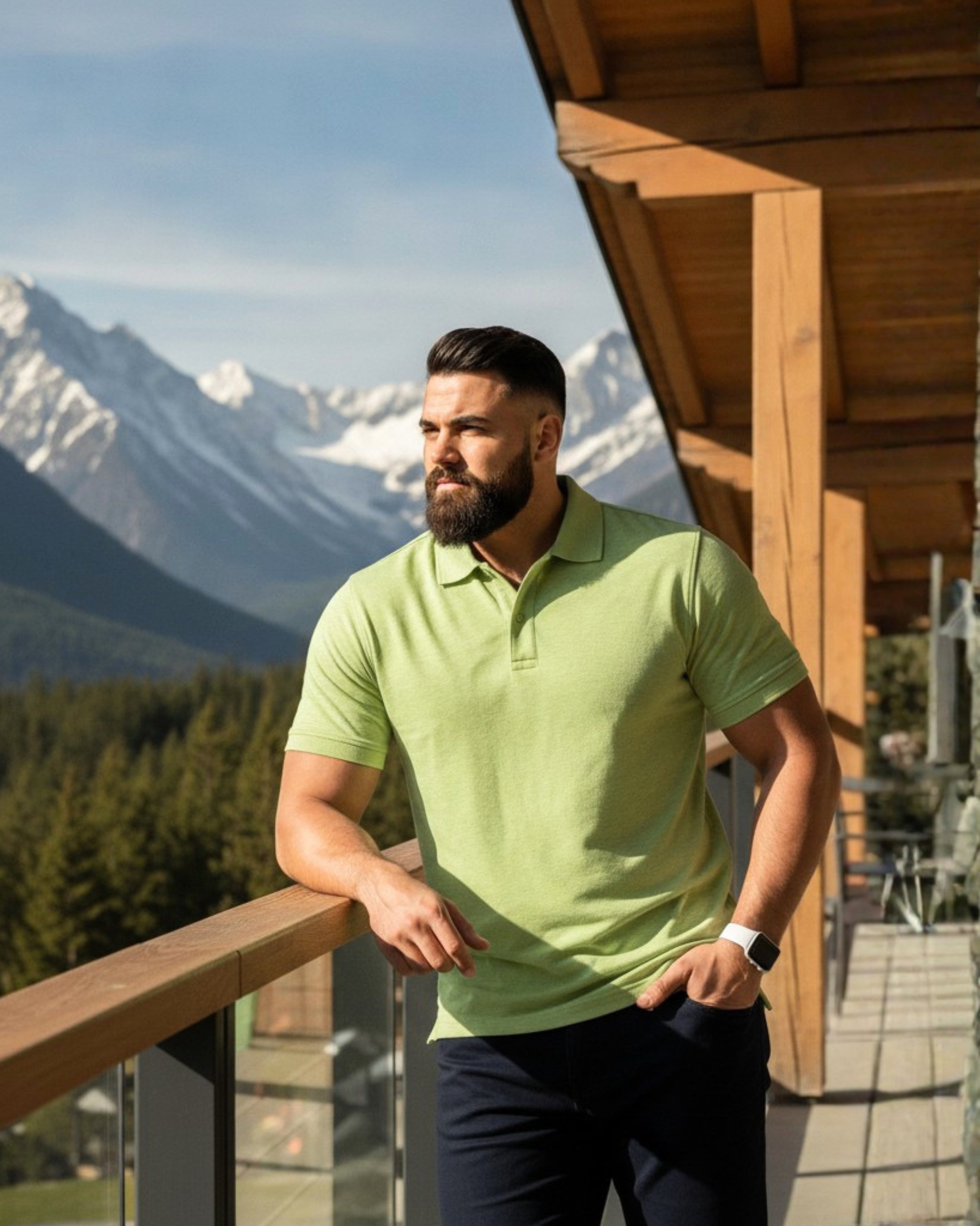 Men's Solid Olive Matty Half Sleeve Polo Regular T-Shirt