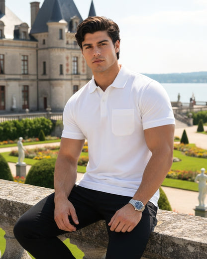 Men's Solid White Matty Half Sleeve Polo Regular T-Shirt