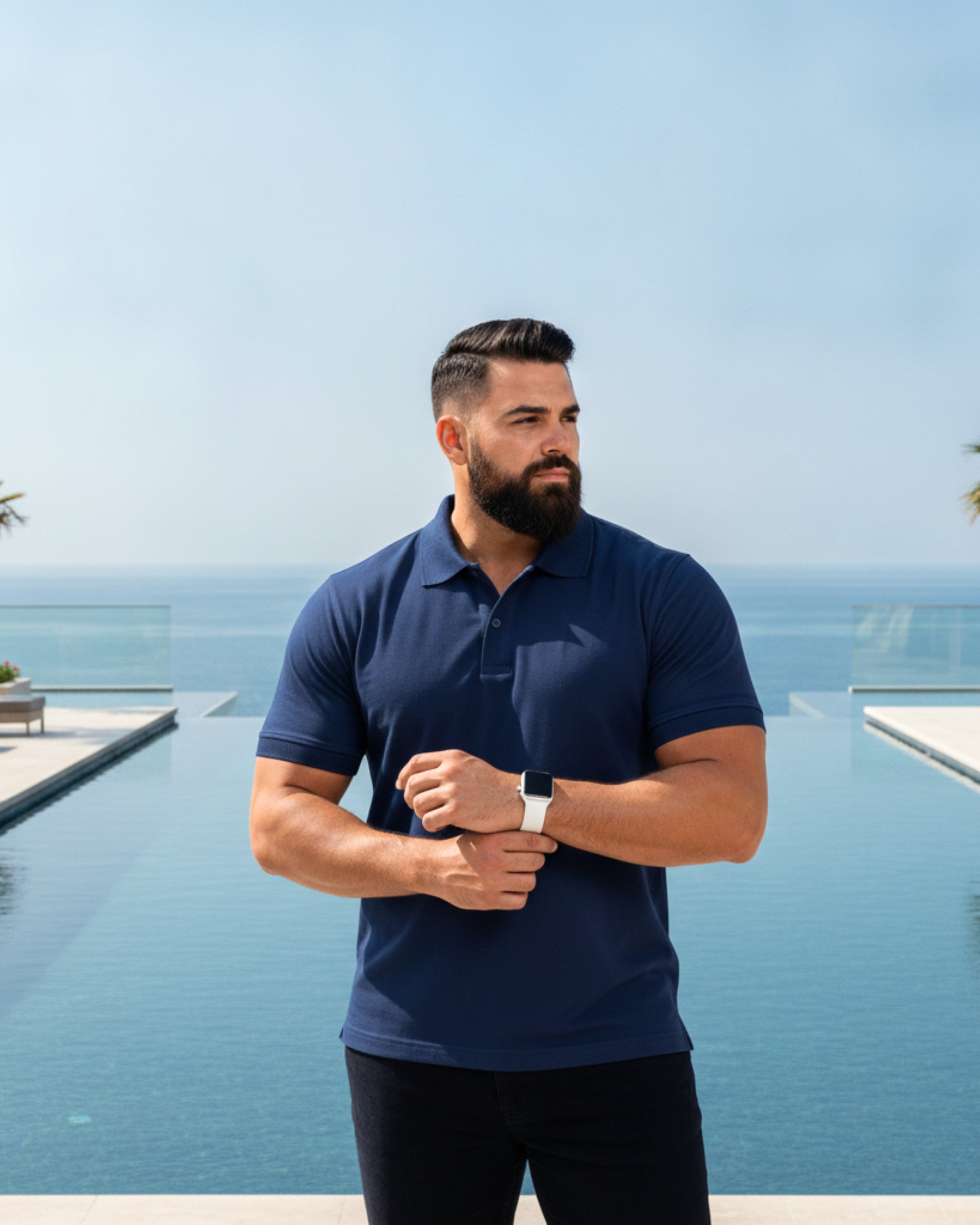 Men's Solid Navy Blue Matty Half Sleeve Polo Regular T-Shirt