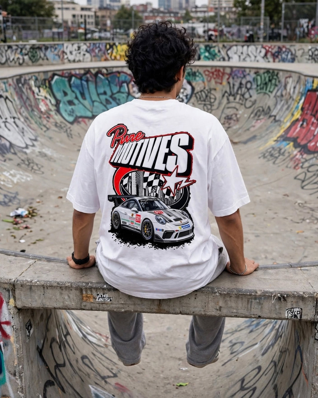 Sman's Solid White Cotton Crew Neck Oversized Printed T-Shirt For Men