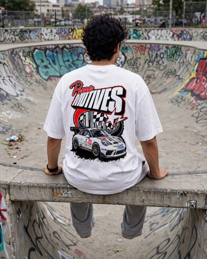 Sman's Solid White Cotton Crew Neck Oversized Printed T-Shirt For Men