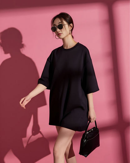 Round Neck Drop-Shoulder Sleeves Oversized T-shirt