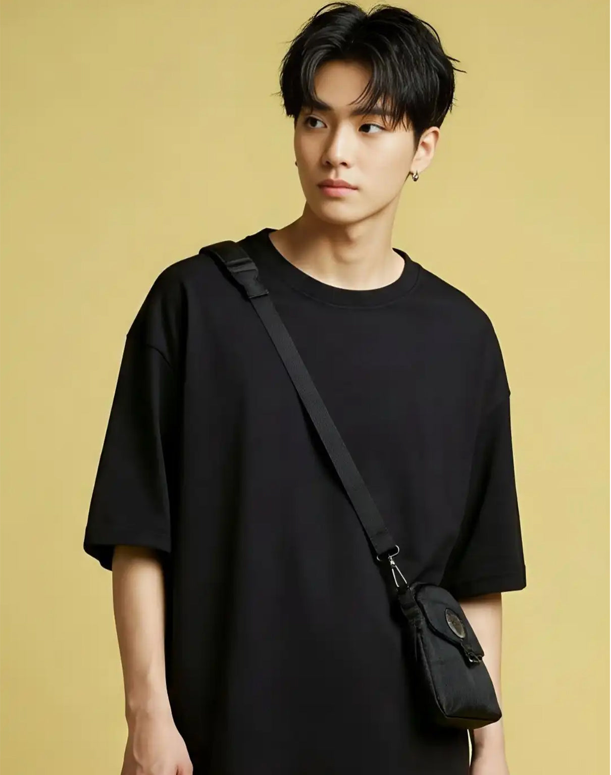 Round Neck Drop-Shoulder Sleeves Oversized Cotton T-shirt