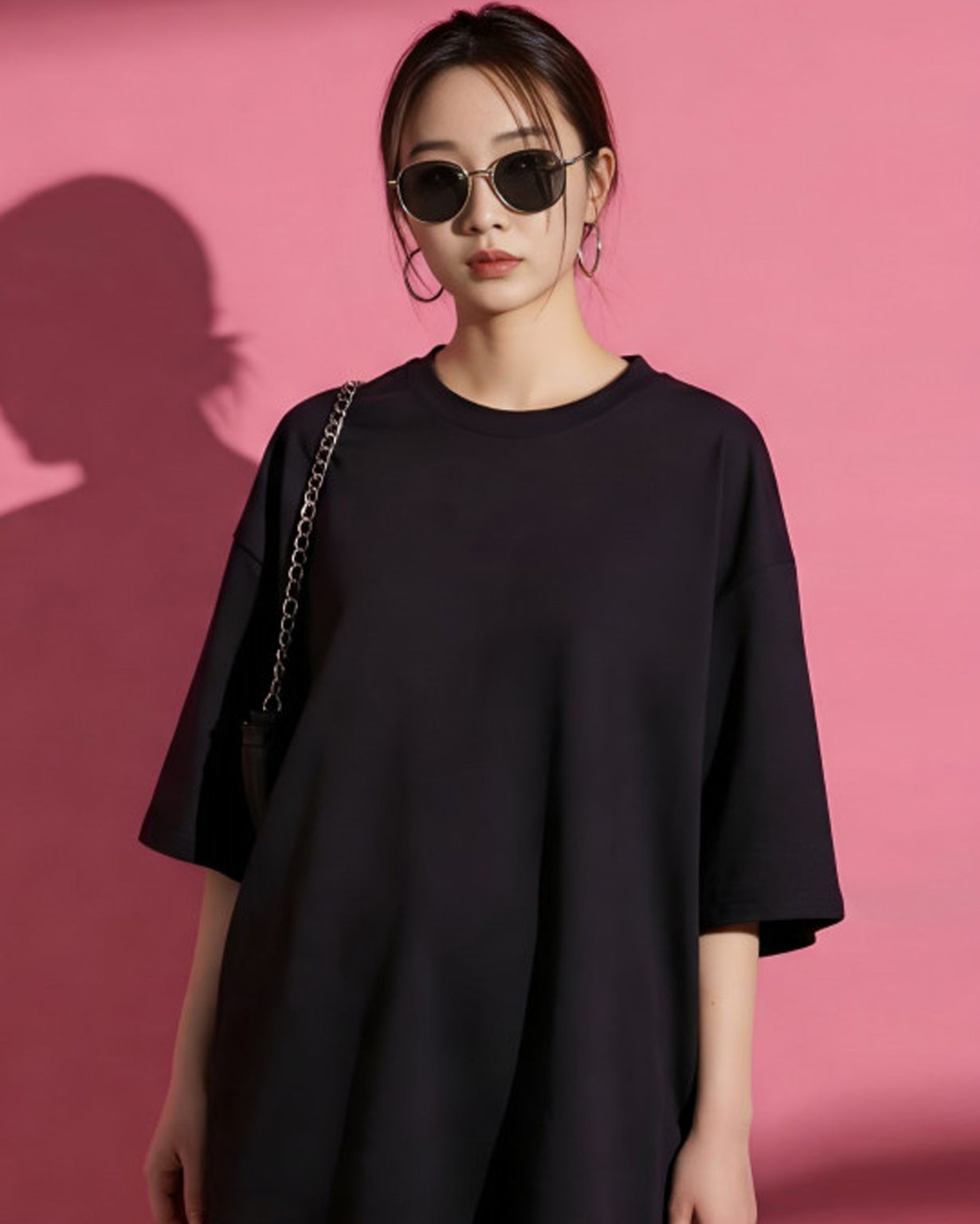 Round Neck Drop-Shoulder Sleeves Oversized T-shirt